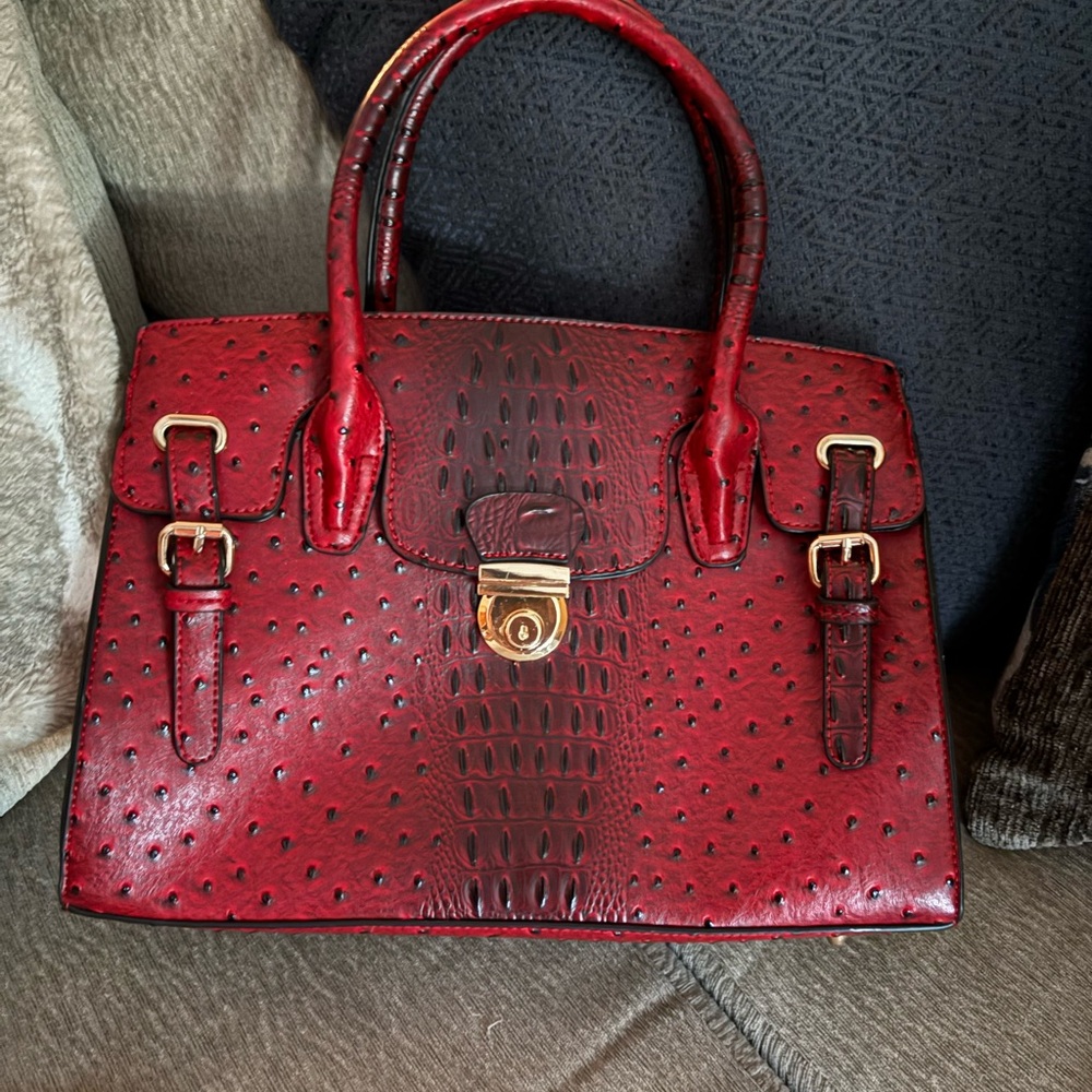 Timmy Woods Red and Brown Satchel